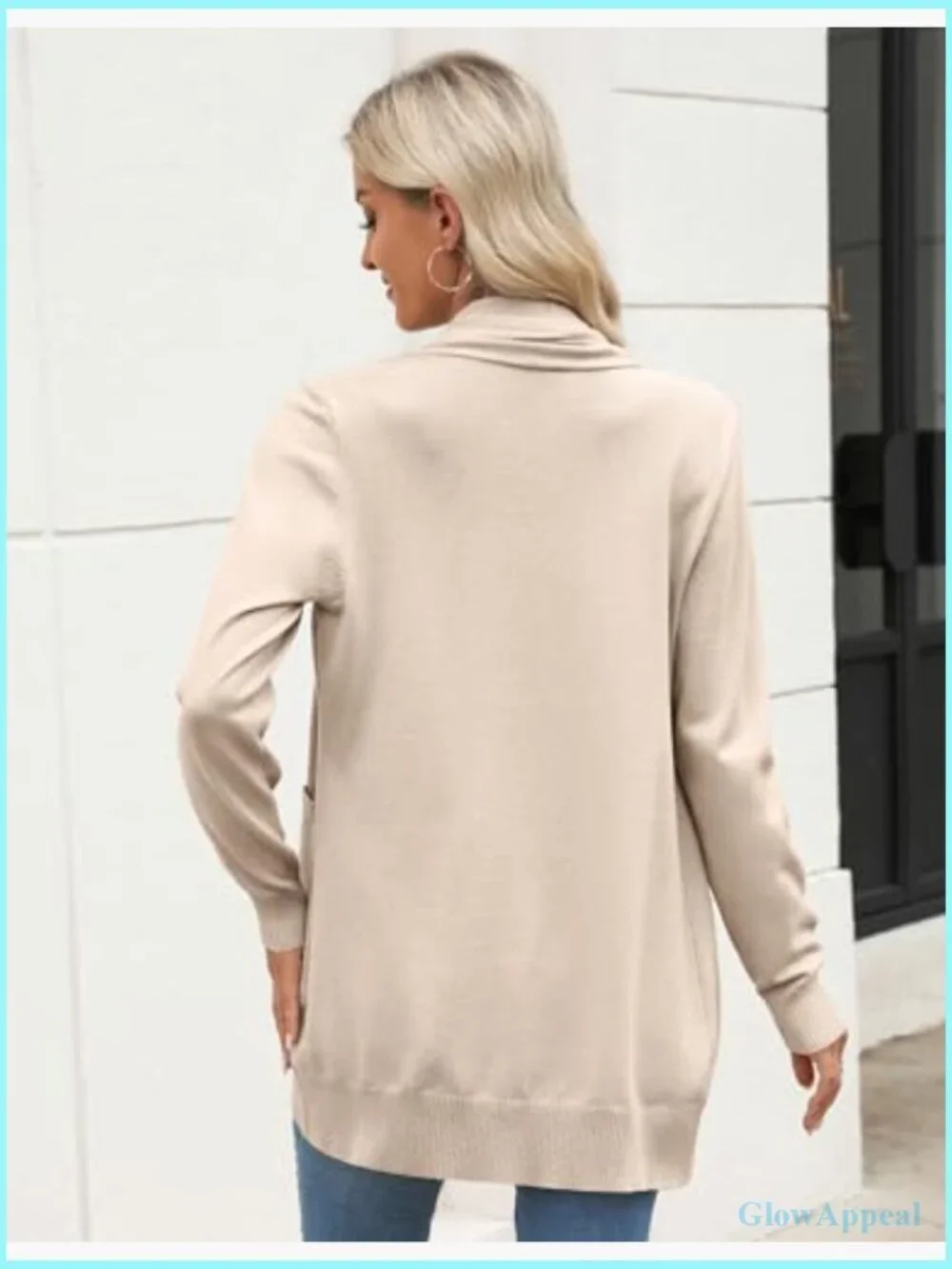 Lightweight Long Cardigan Sweater with Pockets, Regular Fit, Polyester